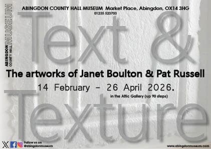 Exhibition: ‘Text & Texture’ – the artworks of Pat Russell and Janet Boulton